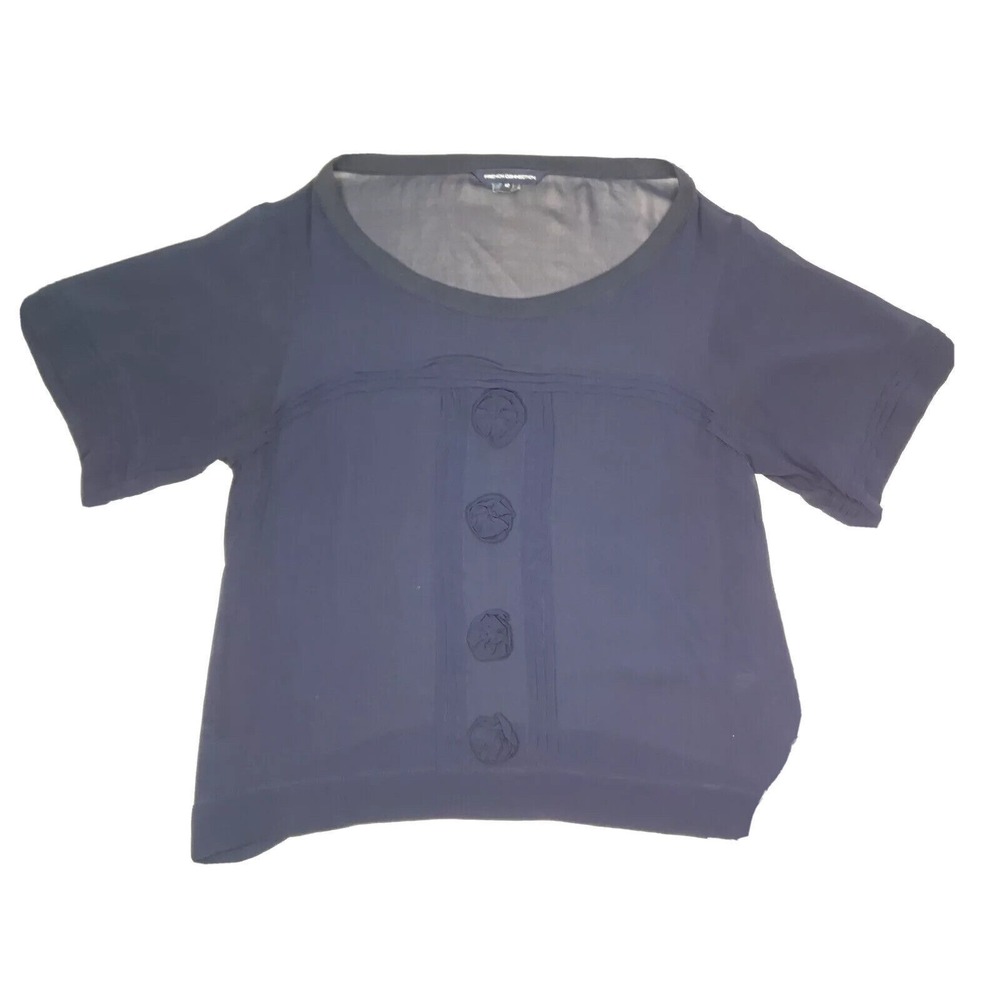 French Connection Top‎ Womens 12 Blue Pleated Dressy Minimal Chic